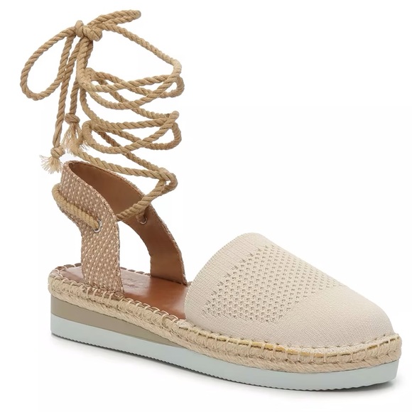 Crown Vintage Shoes - Women's Cream Espadrille Sandals Size 10